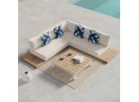 Loungegarnitur Jolly Creme Outdoorstoff/Holz