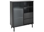 Mid.you Highboard Nordic, Schwarz, Holz, Glas, Holzwerkstoff, 3 Fächer, 2 Schublade(n) Schubladen, 100x120x40 cm, Bsci, Kleinmöbel, Kommoden, Highboards