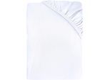 Spannbettlaken DYCKHOFF "Uni", weiß, B:90cm L:200cm, Jersey, Obermaterial: 95% Baumwolle, 5% Elasthan, Bettlaken, Spannbettlaken, Angenehm weich, besonders flexibel, bis 25cm Matratzenhöhe