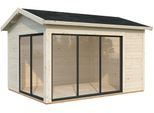 Gartenhaus PALMAKO "Amanda Slide Plus", beige (natur), Fußboden im Gartenhaus, ohne Dacheindeckung, Massivholz, Gartenhäuser, Gartenhaus, verschiedene Farben