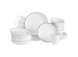 Novel Kombiservice Oslo, Schwarz, Weiß, Keramik, 20-teilig, Uni, 350 ml,760 ml, Lfgb, handbemalt, lebensmittelecht, Essen & Trinken, Geschirr, Geschirr-Sets, Kombiservice