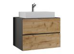 Mid.you Waschtischkombi VCM Lendas, Anthrazit, Honigeiche, Holzwerkstoff, 2-teilig, 2 Schublade(n) Schubladen, 60 cm, hängend, Badezimmer, Waschbecken & Armaturen, Waschtische