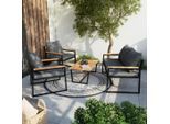 Ambia Garden Gartenset, Grau, Schwarz, Akazie, Holz, Metall, Textil, 4-teilig, Akazie, Hartholz, Füllung: Schaumstoff,Baumwolle (recycelt), 262x134x69 cm, rostfrei, Gartenmöbel, Gartenmöbel-Sets