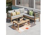 Ambia Garden Loungegarnitur, Anthrazit, Teakfarben, Holz, Kunststoff, Textil, Akazie, vollmassiv, Füllung: Komfortschaum,Komfortschaum, eckig, 240x180 cm, wetterbeständig, Gartenmöbel, Loungemöbel, Loungegarnituren
