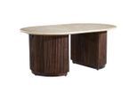 Livetastic Couchtisch, Dunkelbraun, Beige, Holz, Stein, Mangoholz, vollmassiv, Holz, rechteckig, C-Form, 70x45x110 cm, Wohnzimmer, Wohnzimmertische, Couchtische