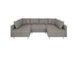 P & B , Taupe , Textil , Füllung: Schaumstoffflocken , U-Form , 308x192 cm , Hocker erhältlich, Rücken echt ,