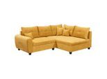 Mid.you , Gelb , Textil , Ottomane rechts, L-Form , 248x176 cm , Schlafen auf Sitzhöhe , Wohnzimmer, Sofas & Couches, Schlafsofas, Ecksofas mit Schlaffunktion