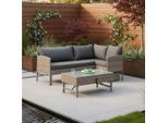 Gardenson , Beige , Glas , Füllung: Schaumstoff,Schaumstoff , 190x113 cm , Tisch höhenverstellbar, Tisch mit Glasplatte , Gartenmöbel, Loungemöbel, Loungegarnituren