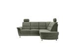 Livetastic , Grün , Textil , Uni , Ottomane rechts, L-Form , 231x184 cm , Made in EU , Relaxfunktion, Rücken echt, USB-Anschluss, Herz-Waage-Funktion, USB-C-Anschluss ,