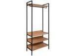 Möbelix , Schwarz , Metall, Holzwerkstoff , 3 Fächer , 84x190x40 cm , Garderobe, Garderoben-Set