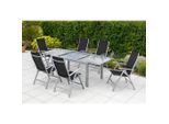 Gardenson , Grau, Silberfarben , Metall, Glas , rechteckig , 110x75x200-300 cm , ausziehbar ,