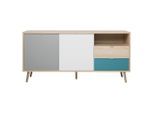 Mid.you , Grau, Weiß, Eichefarben, Petrol , Holzwerkstoff , 1 Fächer , 2 Schublade(n) Schubladen , 150x68x40 cm , Typenauswahl , Kleinmöbel, Kommoden, Sideboards