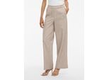 Anzughose VILA "VIVARONE HW WIDE PANT - NOOS", Damen, Gr. 36, N-Gr, natural melange, Milano Rib, Obermaterial: 66% Polyester, 28% Viskose, 6% Elasthan, unifarben, relaxed fit knöchellang, Hosen Anzughose, Materialmix, slim fit
