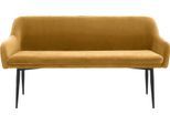 Sitzbank SALESFEVER "Komfortable Sitzbank", gelb (senfgelb, schwarz, schwarz), B:160cm H:85cm T:61cm, Metall, Polyester, Sitzbänke, Sitzbank, mit Armlehnen und Rückensteppung