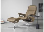 Relaxsessel STRESSLESS "Consul", braun (almond paloma), B:82cm H:102cm T:72cm, Leder PALOMA: PALOMA ist ein durchgefärbtes Semianilin-Möbelleder mit natürlicher Narbung., Sessel, Relaxsessel, mit Cross Base, Größe S, M & L, Holzakzent Eiche, in 2 Bezugsqualitäten lieferbar