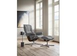 Relaxsessel STRESSLESS "Mayfair", grau (wild dove batick), B:92cm H:103cm T:79cm, Leder BATICK: BATICK ist ein leicht korrigiertes, durchgefärbtes und genarbtes Möbelleder, bei dem die meisten Unebenheiten und Spuren in der Regel entfernt wurden., Sessel, Relaxsessel, mit Cross Base, Größe S, M & L, Holzakzent Braun