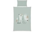 Wendebettwäsche BABY BEST "babybest Nordic Forest", grün (bunt), B/L: 100cm x 135cm, 1 Stk., 1 Stk., Renforcé, B/L: 40cm x 60cm, 2 Stk., Renforcé, Obermaterial: 100% Baumwolle, Bettwäsche, Wendebettwäsche