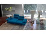3,5-Sitzer CALIA ITALIA "Toby Wing, 228 cm breit, Designsofa mit erstklassigem Sitzkomfort", blau (ottanio mario), B:228cm H:90cm T:113cm, Mikrofaser mit Nubuk Optik (100% Polyester), Sofas, 3 5-Sitzer, inklusive Sitztiefenverstellung, Füße in Chrom glänzend