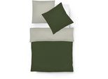 Wendebettwäsche FLEURESSE "Lech W 4158", grün (olive, silber), B/L: 240cm x 220cm, 1 Stk., 2 Stk., Flanell, B/L: 80cm x 80cm & 80cm x 80cm, 3 Stk., Flanell, Obermaterial: 100% Baumwolle, Bettwäsche, Wendebettwäsche, Edelflanell, Baumwolle, in Gr. 135x200, 155x220, 200x200cm