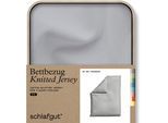 Bettbezug SCHLAFGUT "Premium Bettbezug Knitted Jersey (1 St)", grau (grau light), B:155cm L:220cm, Jersey, Obermaterial: 95% Baumwolle, 5% Elasthan, Bettbezüge, Ton-in-Ton Reißverschluss, Bio-Baumwolle mit Elasthan, Uni, OEKO Tex