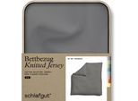 Bettbezug SCHLAFGUT "Premium Bettbezug Knitted Jersey (1 St)", grau (grau mid), B:240cm L:220cm, Jersey, Obermaterial: 95% Baumwolle, 5% Elasthan, Bettbezüge, Ton-in-Ton Reißverschluss, Bio-Baumwolle mit Elasthan, Uni, OEKO Tex