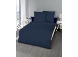 Bettwäsche KAEPPEL "Uni", blau (marine), B/L: 155cm x 220cm, 1 Stk., 1 Stk., Feinbiber, B/L: 80cm x 80cm, 2 Stk., Feinbiber, Obermaterial: 100% Baumwolle, Bettwäsche, Bettwäsche, Unifarben