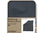 Bettbezug SCHLAFGUT "Premium Bettbezug Knitted Jersey (1 St)", grau (grau deep), B:200cm L:200cm, Jersey, Obermaterial: 95% Baumwolle, 5% Elasthan, Bettbezüge, Ton-in-Ton Reißverschluss, Bio-Baumwolle mit Elasthan, Uni, OEKO Tex