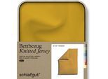 Bettbezug SCHLAFGUT "Premium Bettbezug Knitted Jersey (1 St)", gelb (gelb deep), L:200cm, Jersey, Obermaterial: 95% Baumwolle, 5% Elasthan, Bettbezüge, Ton-in-Ton Reißverschluss, Bio-Baumwolle mit Elasthan, Uni, OEKO Tex
