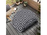 Teppich OTTO HOME "Ronda Wendeteppich", schwarz (anthrazit, schwarz), H:5mm Ø:120cm, Kunstfaser, Teppiche, Teppich, Sisal-Optik, Flachgewebe, In- und Outdoor, geometrisches Boho Design