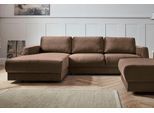 Ecksofa OTTO HOME "Hobro L-Form", braun, B:264cm H:80cm T:175cm, Luxus-Microfaser Lederoptik (100% Polyester);Struktur grob (100% Polyester);Samtoptik (100% Polyester), Sofas, Ecksofa, in 3 Bezugsqualitäten in vielen Farben, Design by Morten Georgsen