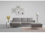 Ecksofa SIT & MORE "Fashion L-Form", grau, B:253cm H:84cm T:165cm, Sofas, Ecksofa, wahlweise mit Kopfteilverstellung, Vorziehsitz, motorisch, Nickelfüße