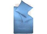 Bettwäsche FLEURESSE "Colours in 135x200, 155x220 oder 200x200 cm", blau (denim), B/L: 200cm x 220cm, 1 Stk., 2 Stk., Mako-Satin, B/L: 80cm x 80cm, 3 Stk., Mako-Satin, Obermaterial: 100% Baumwolle, Bettwäsche, Bettwäsche, Bettwäsche aus 100% Baumwolle, uni, mit Reißverschluss