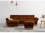 Ecksofa HOME AFFAIRE "Lindgren L-Form", rosa (kupfer), B:258cm H:84cm T:169cm, 100% Polyester, Sofas, Ecksofa, wahlweise mit Bett mit klappbaren Rollen, Kasten und Kopfverstellung
