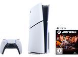 PLAYSTATION 5 Konsolen-Set "PS5 Disk Edition (Slim) + EA Sports F1 25", schwarz-weiß (weiß, schwarz), B:9,6cm H:35,8cm T:21,6cm, Spielekonsolen