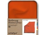 Bettbezug SCHLAFGUT "Premium Bettbezug Knitted Jersey (1 St)", rot (rot mid), B:240cm L:220cm, Jersey, Obermaterial: 95% Baumwolle, 5% Elasthan, Bettbezüge, Ton-in-Ton Reißverschluss, Bio-Baumwolle mit Elasthan, Uni, OEKO Tex