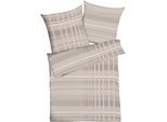 Bettwäsche KAEPPEL "Jarin", braun (nougat), B/L: 135cm x 200cm, 1 Stk., 1 Stk., Mako-Satin, B/L: 80cm x 80cm, 2 Stk., Mako-Satin, Obermaterial: 100% Baumwolle, Bettwäsche, Bettwäsche