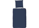 Bettwäsche HIP "Hip Uni", blau (dunkelblau), B/L: 135cm x 200cm, 1 Stk., 1 Stk., Satin, B/L: 80cm x 80cm, 2 Stk., Satin, Obermaterial: 100% Baumwolle, Bettwäsche, Bettwäsche, 100% Baumwolle, Mako-Satin, 135x200, Unifarben Weiß, Reißverschluss