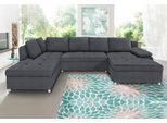 Wohnlandschaft HOME AFFAIRE "Labene U-Form", grau (dunkelgrau), B:326cm H:82cm T:90cm, Struktur fein (95% Polyester, 5% Polyamid);Luxus-Microfaser ALTARA NUBUCK (100% Polyester);Kunstleder SOFTLUX / Struktur (100% Polyester);Struktur (100% Polyester), Sofas, Wohnlandschaft, wahlweise mit Bettfunktion und Bettkasten, Topseller