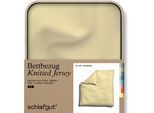 Bettbezug SCHLAFGUT "Premium Bettbezug Knitted Jersey (1 St)", gelb (gelb mid), B:240cm L:220cm, Jersey, Obermaterial: 95% Baumwolle, 5% Elasthan, Bettbezüge, Ton-in-Ton Reißverschluss, Bio-Baumwolle mit Elasthan, Uni, OEKO Tex