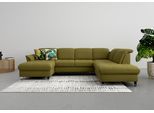 Wohnlandschaft SIT & MORE "Maggiore U-Form", grün (olive), B:312cm T:224cm, 98% Polyester, 2% Polyamid, Sofas, Wohnlandschaft, wahlweise mit Kopfteilverstellung, Bettfunktion und Stauraum