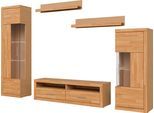 Wohnwand OTTO HOME "Ribe Wohnwand Set-5 St.", braun (eiche teilmassiv), B:240cm H:180cm T:35cm, Holz teilmassiv, Kastenmöbel-Sets, Wohnwand, Glaseinsatz aus gehärtetem Glas,Böden teilweise versetzbar