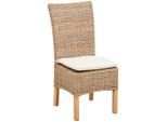 Livetastic Stuhl, Grau, Holz, Mangoholz, Rattan, vollmassiv, 50x105x63 cm, Esszimmer, Stühle, Esszimmerstühle