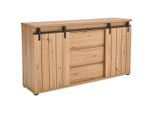 Milino Sideboard, Schwarz, Eiche, Kunststoff, 2 Fächer, 3 Schublade(n) Schubladen, 160x86x40 cm, Bsci, Wohnzimmer, Kommoden & Sideboards, Sideboards