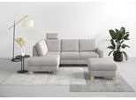 Ecksofa HOME AFFAIRE "Summer L-Form", silber, B:236cm H:91cm T:170cm, 95% Polyester, 5% Polyamid, Sofas, Ecksofa, mit Ottomane, wahlweise mit Bettfunktion und Bettkasten, Cord-Bezug