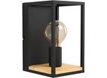 EGLO Wandleuchte "LIBERTAD Wandlampe, Stahl und Holz, IP20, E27, Wohnzimmerlampe, Lampe", braun (schwarz, braun), H: 24cm, 1 Stk., Leuchten, Wand-/Deckenleuchte, L14 x H24 x AL16,5 cm, schwarz, braun, Wandleuchte
