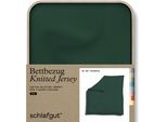Bettbezug SCHLAFGUT "Premium Bettbezug Knitted Jersey (1 St)", grün (grün deep), B:240cm L:220cm, Jersey, Obermaterial: 95% Baumwolle, 5% Elasthan, Bettbezüge, Ton-in-Ton Reißverschluss, Bio-Baumwolle mit Elasthan, Uni, OEKO Tex