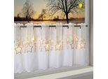 Scheibengardine DELINDO LIFESTYLE "STERNENREGEN" Gr. 1, gold (weiß, goldfarben), B:115cm H:45cm, Microfaser, Polyester, Gardinen, HxB: 45x115, mit LED-Beleuchtung