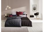 Bettwäsche KAEPPEL "Uni", grau (anthrazit), B/L: 155cm x 220cm, 1 Stk., 1 Stk., Mako-Satin, B/L: 80cm x 80cm, 2 Stk., Mako-Satin, Obermaterial: 100% Baumwolle, Bettwäsche, Bettwäsche, Unifarben