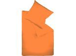 Bettwäsche FLEURESSE "Colours in 135x200, 155x220 oder 200x200 cm", orange, B/L: 155cm x 200cm, 1 Stk., 1 Stk., Interlock-Jersey, B/L: 80cm x 80cm, 2 Stk., Interlock-Jersey, Obermaterial: 100% Baumwolle, Bettwäsche, Bettwäsche, Bettwäsche aus 100% Baumwolle, uni, mit Reißverschluss