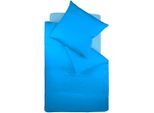 Bettwäsche FLEURESSE "Colours in 135x200, 155x220 oder 200x200 cm", blau (meeresblau), B/L: 155cm x 220cm, 1 Stk., 1 Stk., Mako-Satin, B/L: 80cm x 80cm, 2 Stk., Mako-Satin, Obermaterial: 100% Baumwolle, Bettwäsche, Bettwäsche, Bettwäsche aus 100% Baumwolle, uni, mit Reißverschluss